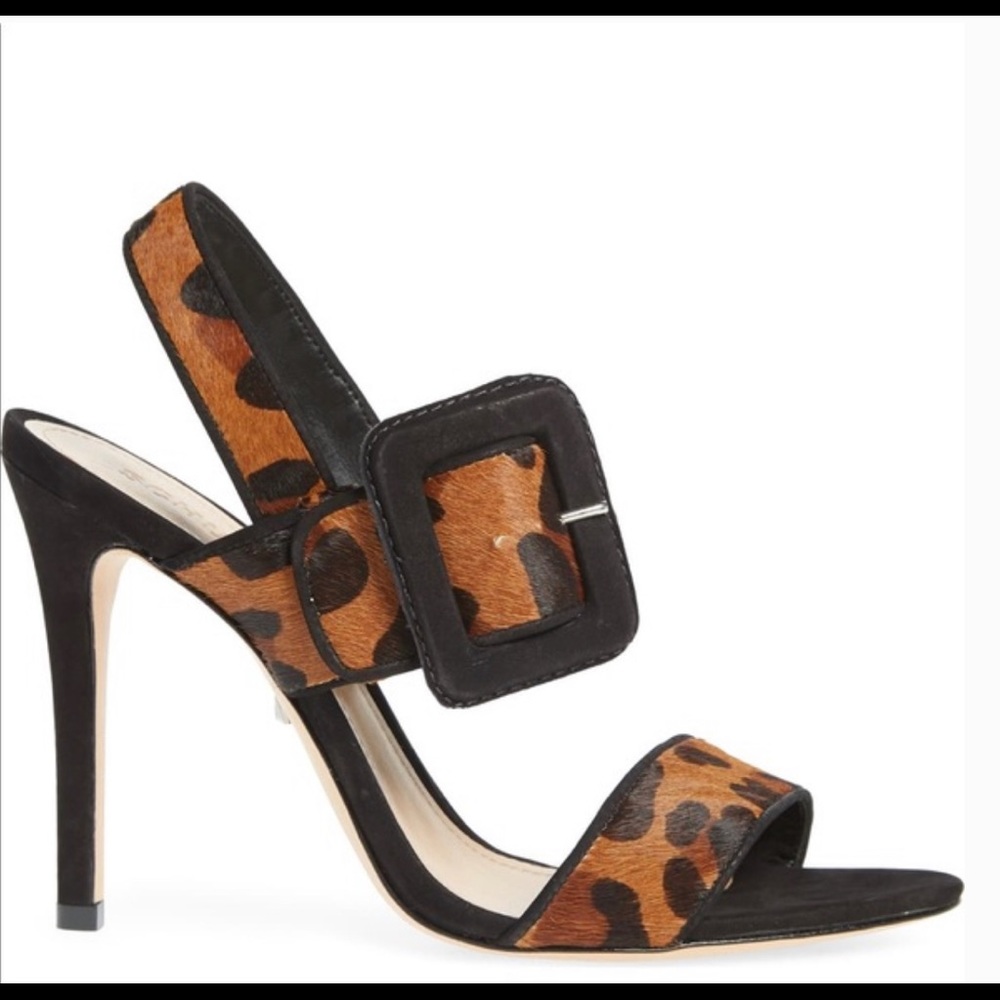 SCHUTZ Lucci Leopard Print Calf Hair Sandals